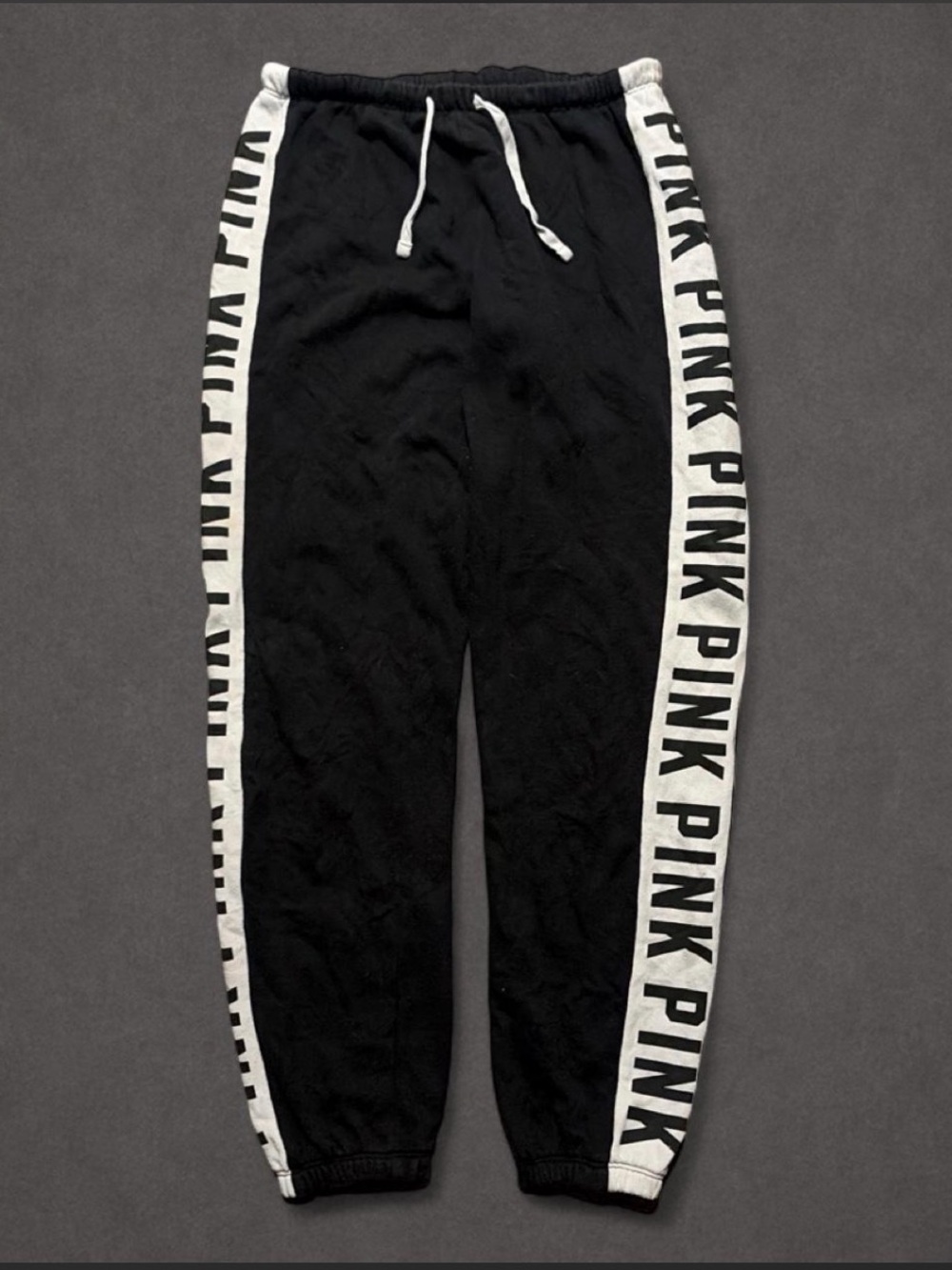 Victoria’s Secret PINK Black Logo Side Tape Joggers Sweatpants